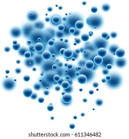 Abstract blue background with 3d bubbles. Vector illustration.