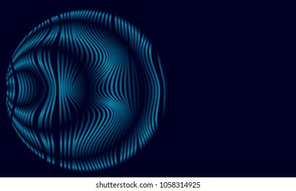 Abstract Blue Background with 3d Effect in Futuristic Style. Metal Grid. Trendy Background with Wavy Stripes and Gradient for Web Design, Presentation, Poster, Wallpaper, Banner, Illustrations, Cover.