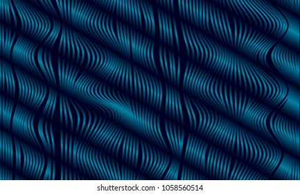 Abstract Blue Background with 3d Effect in Futuristic Style. Metal Grid. Trendy Background with Wavy Stripes and Gradient for Web Design, Presentation, Poster, Wallpaper, Banner, Illustrations, Cover.