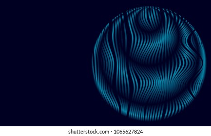 Abstract Blue Background with 3d Effect in Futuristic Style. Metal Grid. Trendy Background with Wavy Stripes and Gradient for Web Design, Presentation, Poster, Wallpaper, Banner, Illustrations, Cover.