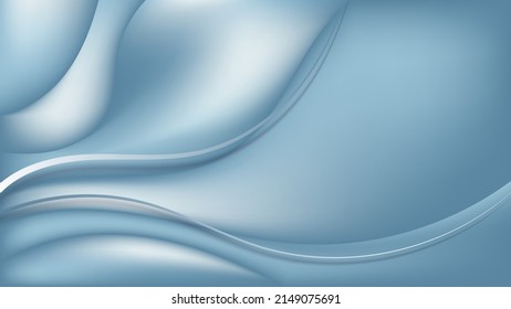Abstract blue background 3D fluid wave gradient shapes pattern with lines elements. Vector illustration