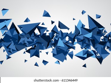 Fondo azul abstracto con pirámides 3d. Ilustración geométrica vectorial.
