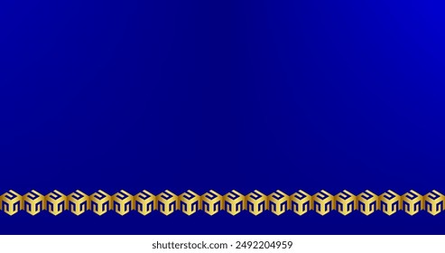 Abstract blue background adorned with elegant gold patterns, perfect for creative designs and luxurious projects.