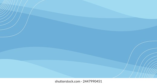 Abstract Blue Background in Attractive Wave Style. Free Copy Space Area. Summer vector design for Promotion Banner, Poster, Greeting Card, Social Media.