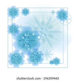 Abstract blue background with beautiful flowers