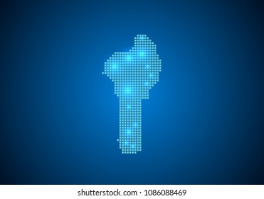 Abstract blue background with Benin map, internet line, connected points. Benin map with dot nodes. Global network connection concept. Wire frame 3D mesh polygonal network line. vector.