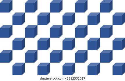 abstract blue background, Blue Blocks Wall Geometric background. 3d Render Illustration checkerboard style
