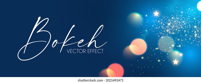 Abstract blue background and bokeh effect   lights 