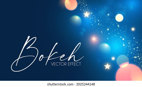Resumen de fondo azul con efecto bokeh y luces.