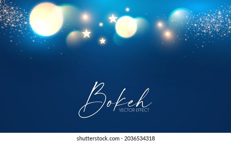 Resumen de fondo azul con efecto bokeh y luces.