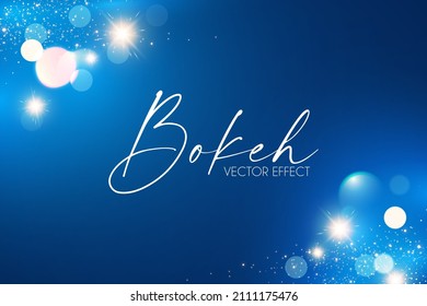 Abstract blue background with bokeh effect and lights.