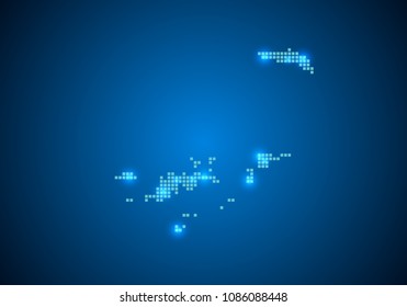 Abstract blue background with British Virgin Islands map, internet line, connected points. British Virgin Islands map with dot nodes. Global network connection concept. Wire frame 3D mesh polygonal