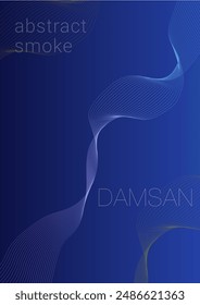 Abstract blue background with bundles of interposed lines imitating smoke rising into the air