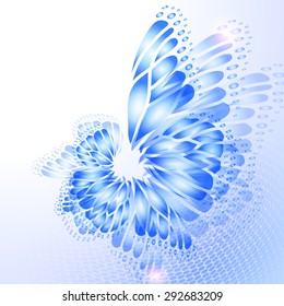 Abstract blue background with  butterfly wings
