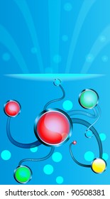 abstract blue background. Buttons and wires