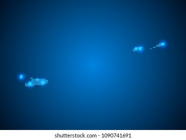 Abstract blue background with Cayman Islands map, internet line, connected points. Cayman Islands map with dot nodes. Global network connection concept. Wire frame 3D mesh polygonal network line. 