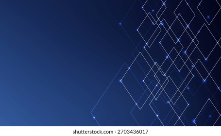 Abstract blue background with chaos of connected geometric lines and dots light. Vector illustration