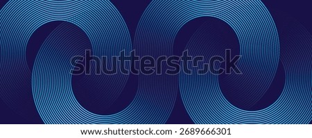 Abstract blue background with circle lines. Futuristic technology concept. Geometric stripe line art design for poster, brochure, cover, website, header, web banner, presentation
