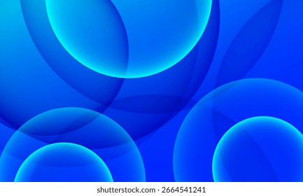 Fundo azul abstrato com círculos. Composição de formas dinâmicas. Vetor Eps10