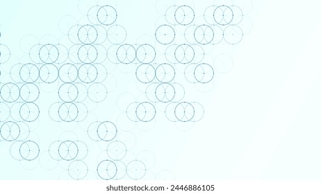 Abstract blue background of circles. Geometric texture of plexus balls, dots. Circular ornament. Chain of cells. Close bond. Poster for technology, medicine, presentations, business. Vector.