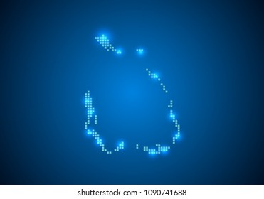 Abstract blue background with Cocos Islands map, internet line, connected points. Cocos Islands map with dot nodes. Global network connection concept. Wire frame 3D mesh polygonal network line. vector
