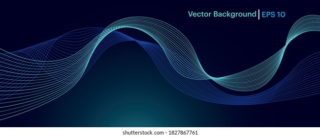 Abstract Blue background and colored dynamic waves  line   particles  Illustration suitable for design    Vector Illustration    Vector backdrop 