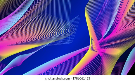 Abstract blue background with colorful lines
