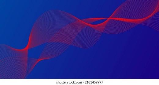 abstract blue background with colorful lines in the form of waves. vector