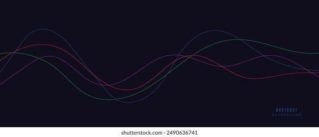Abstract blue background with colorful waves.
