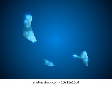 Abstract blue background with Comoros map, internet line, connected points. Comoros map with dot nodes. Global network connection concept. Wire frame 3D mesh polygonal network line. vector.