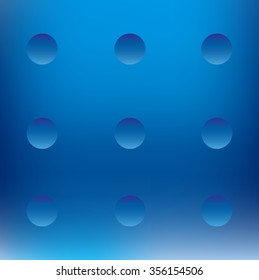 Abstract blue background with concave and convex big dots vector