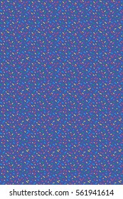 Abstract blue background with confetti. Vector seamless pattern with geometric figures. Hipster fill. Color image. Holiday composition. Multipurpose backdrop. Stocking up for the holidays, workspace