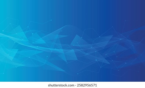 Abstract blue background with connection lines and dots. Big data visualization. Graphic concept for your design