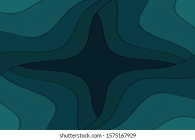 Abstract blue background with curve lines and waves. Paper cut water wallpaper.