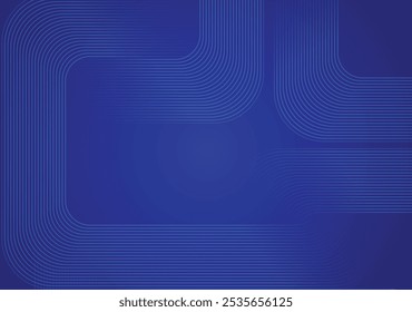 An abstract blue background with a curved line pattern features graceful, flowing lines that create a sense of rhythm and depth.