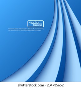 Abstract blue background with curved lines. Vector illustration
