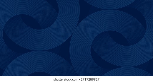 Abstrakter blauer Hintergrund mit gekrümmten und überlappenden blauen Farbverlauf Linien einfache abstrakte Design Kunst