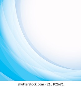 Abstract blue background with curved waves. Vector illustration. 
