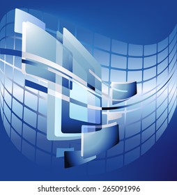 Abstract blue background with a curving or bending feel