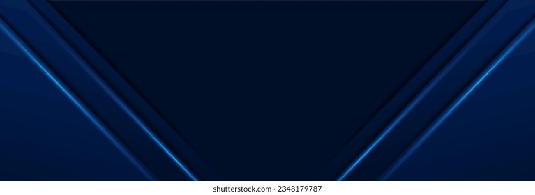 Abstract blue background. Dark blue glowing geometric background. Futuristic glowing lines design template. Vector illustration