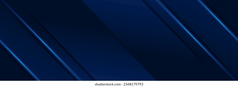 Abstract blue background. Dark blue glowing geometric background. Futuristic glowing lines design template. Vector illustration