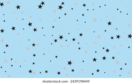 Fondo azul abstracto con estrellas oscuras y grises, confeti, elemento de diseño