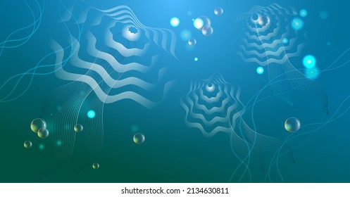 Abstract blue background with decorative jellyfish
