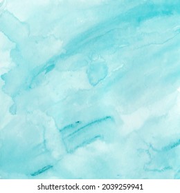  Abstract blue background for design, wallpaper, card. Color hand drawn watercolor liquid stain. Vector illustration