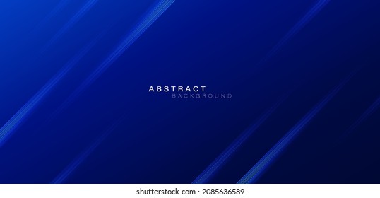 Abstract blue background with diagonal light lines decoration. Futuristic technology style. Modern simple graphic texture design elements. Suit for poster, cover, banner, flyer, website