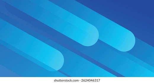 Abstrakter blauer Hintergrund mit diagonalen Linien. Dynamische Formenzusammensetzung. Vektorhintergrund