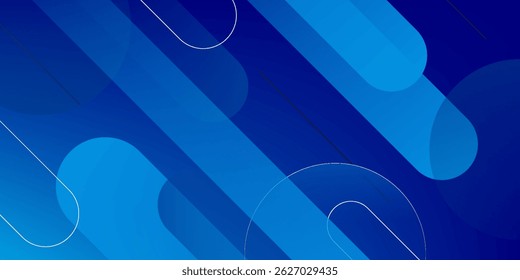 Fondo azul Abstractas con líneas diagonales y forma redonda. Ilustración vectorial