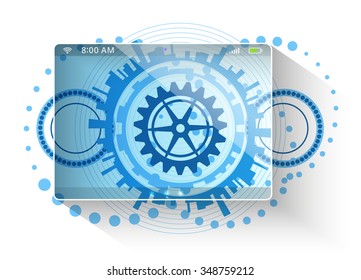 Abstract blue background with different circular technological elements