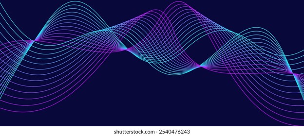 Abstrato fundo azul ondas coloridas digitais de partículas. Elemento de onda sonora. Equalizador para música. 