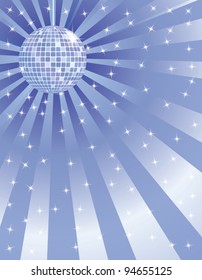 abstract blue background with disco mirror ball